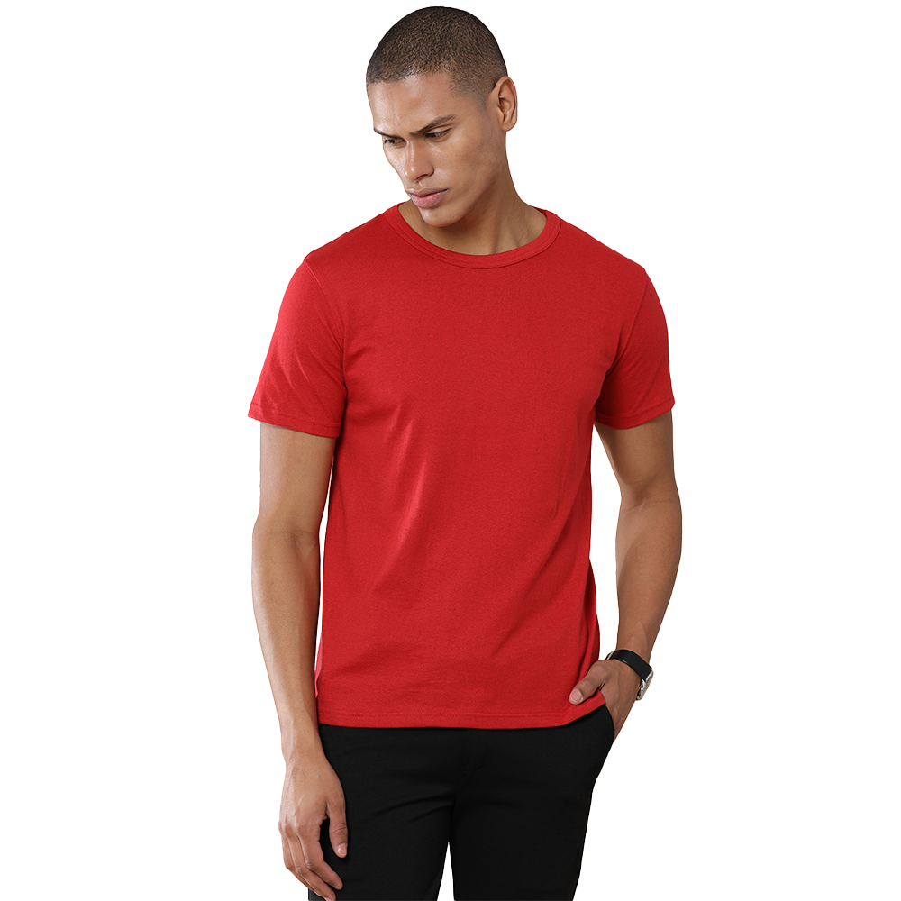 Crew Neck - Tee -Crimson Red