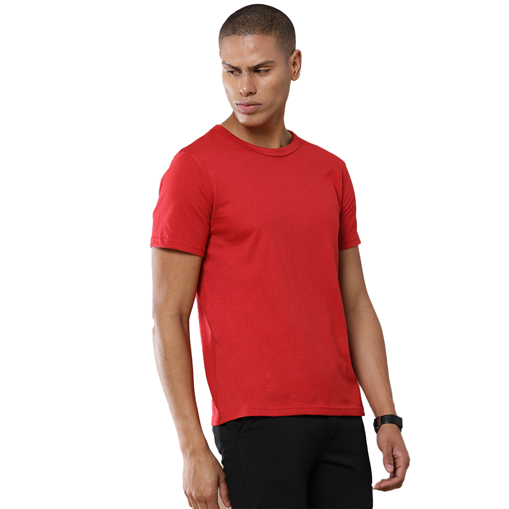 Crew Neck - Tee -Crimson Red